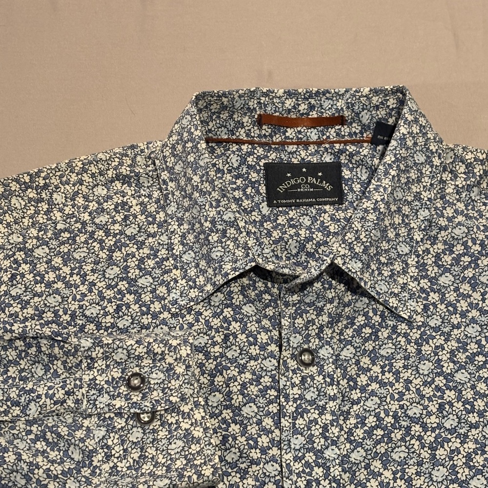 Tommy Bahama Indigo Palms Shirt Men Size XL Cotton Camp‎ Casual